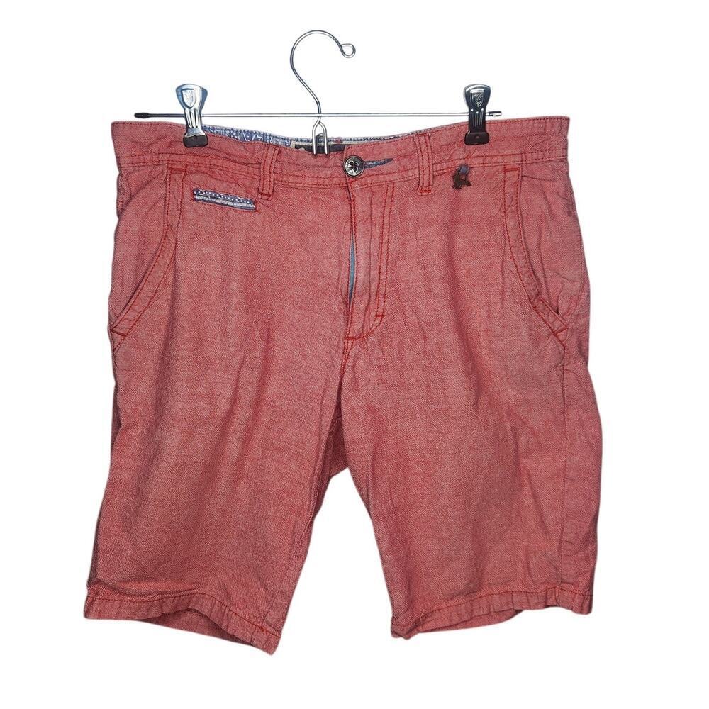 Modern Amusement Shorts 100% Cotton Flat Front Salmon Red Pink 30